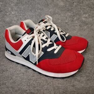 New Balance 574 Mens US 10 Red Navy White Grey Athletic Running Casual Sneakers